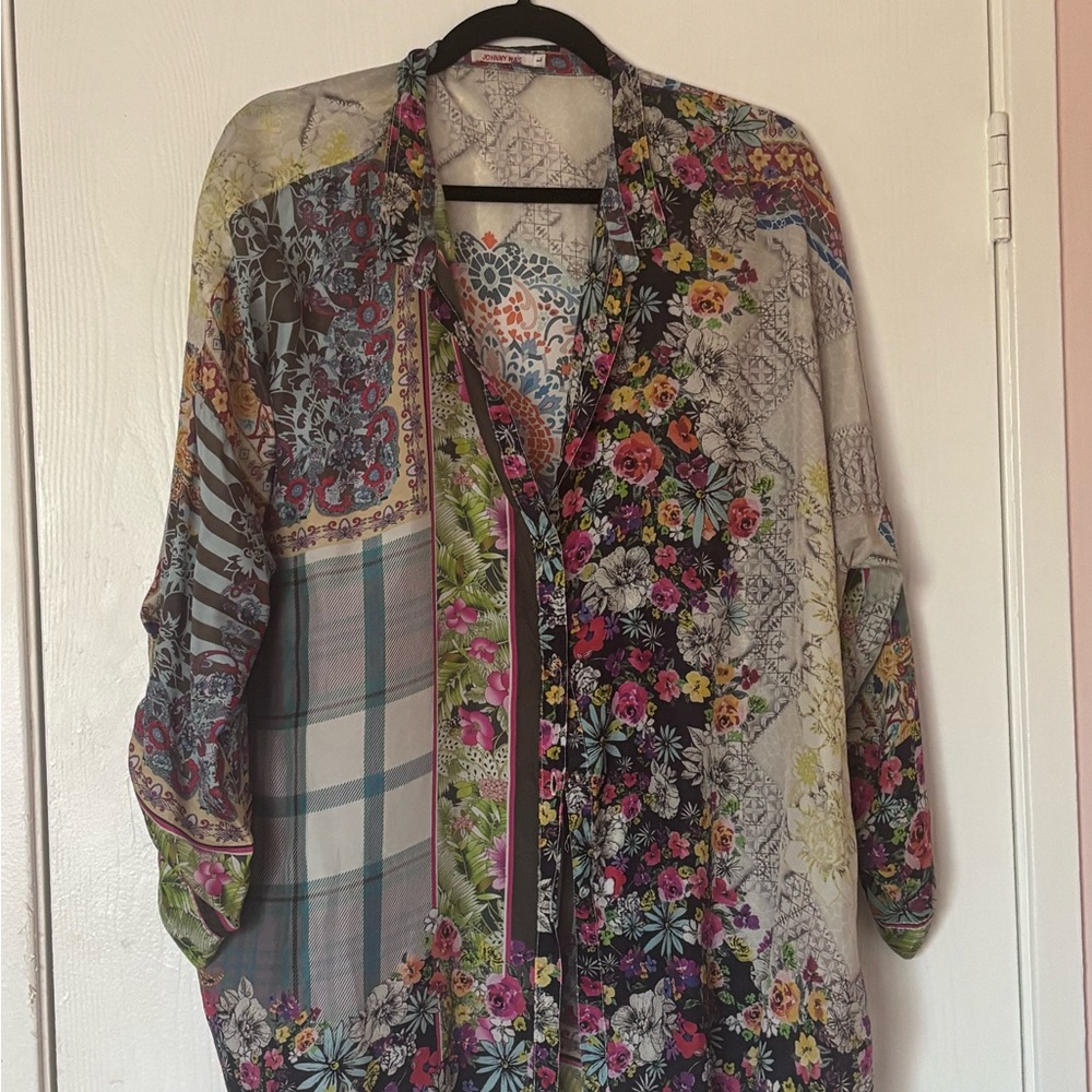 Johnny Was Multicolor Floral Patchwork Tunic